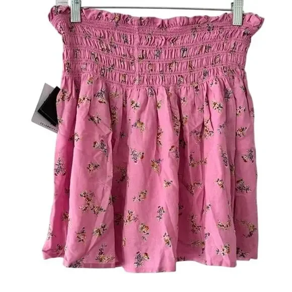 Celebrity Pink Floral Smocked Halter Top Pink Ruffle Stretch NWT XL - Picture 3 of 8